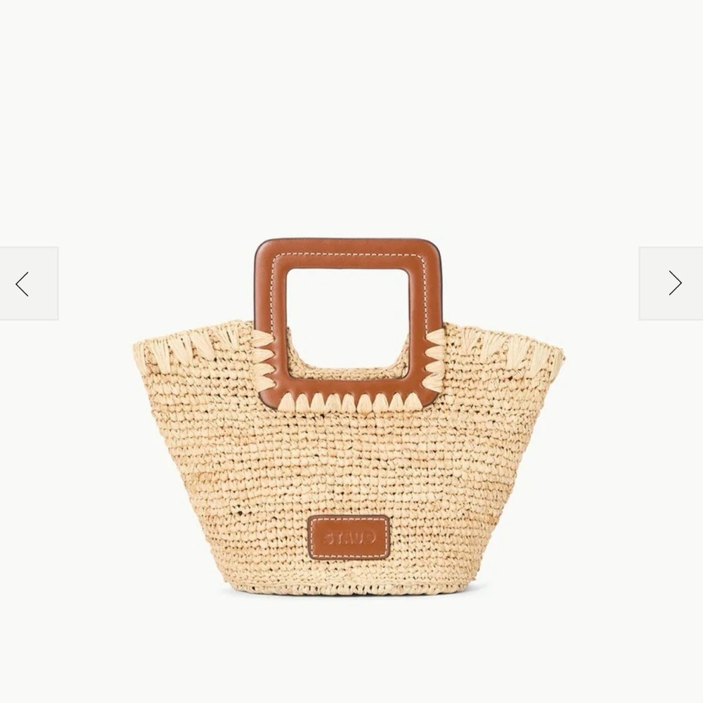 Staud Shirley Raffia Mini Bucket Bag